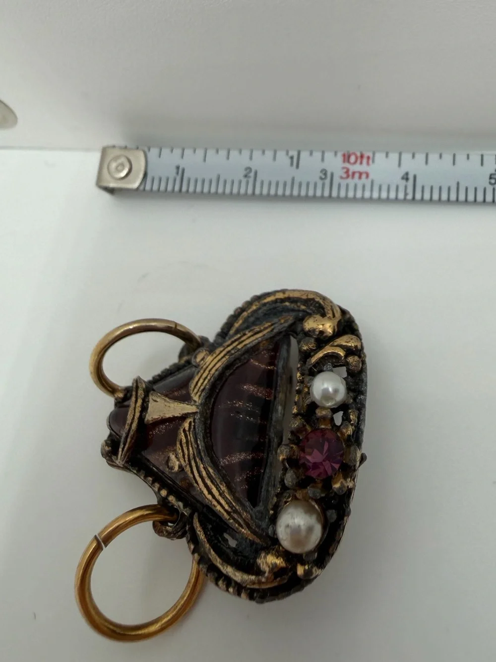 Vintage art glass mask brooch